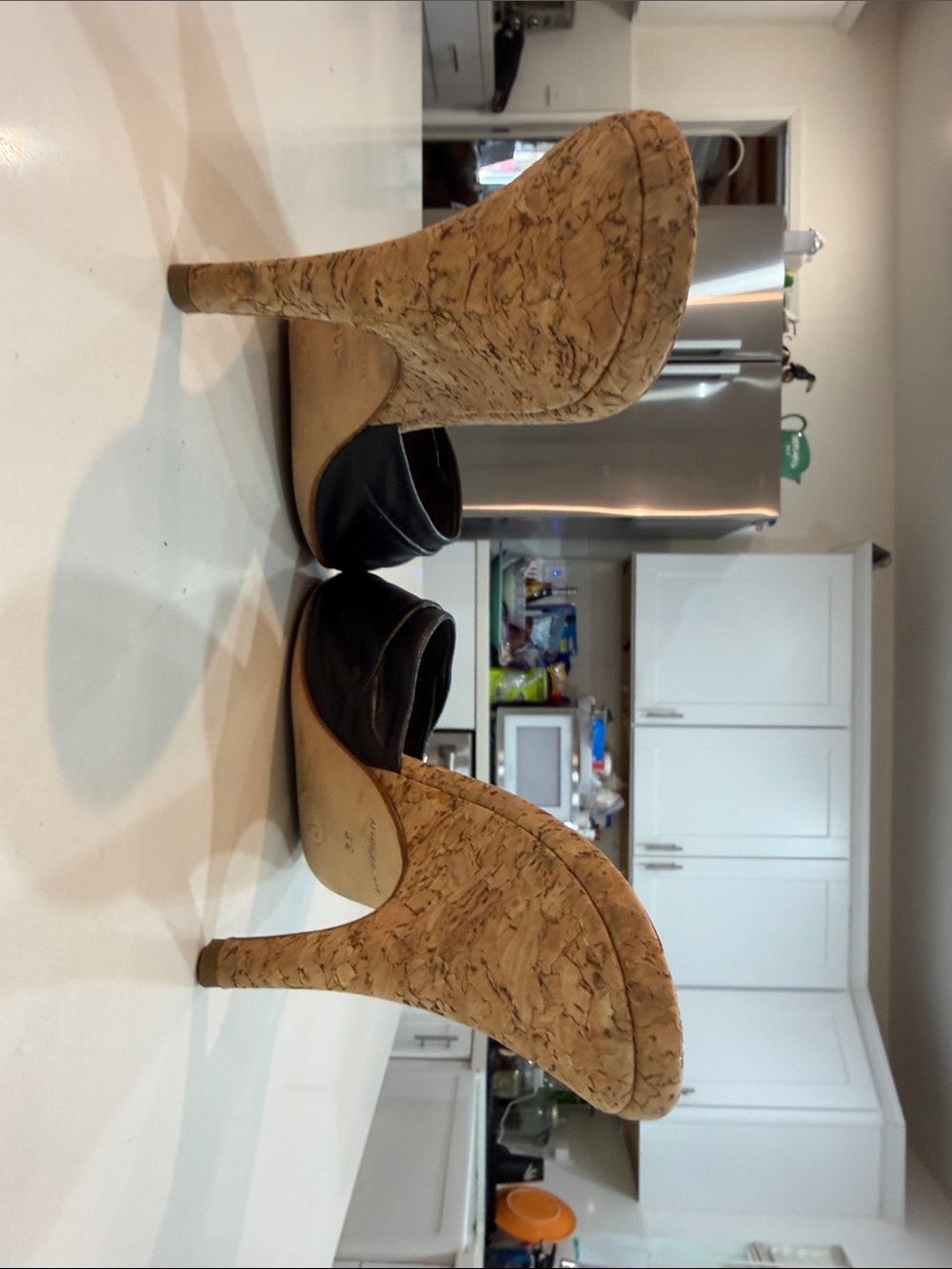 CHANEL Black Leather Cork Slide Mules vintage Y2K đź‘ - Picture 9 of 16